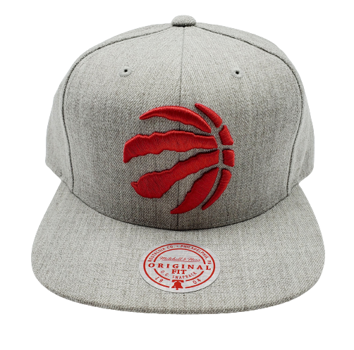 TORONTO RAPTORS RED ON GREY SNAPBACK HAT (GREY/RED)