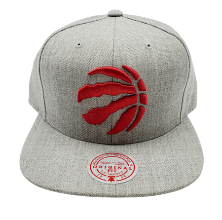 TORONTO RAPTORS RED ON GREY SNAPBACK HAT (GREY/RED)