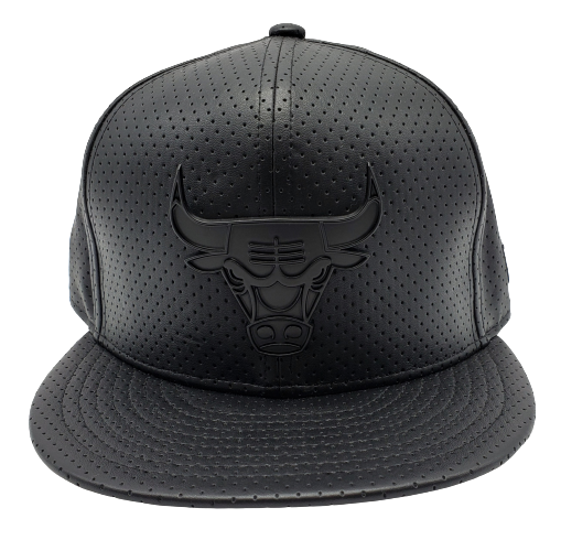 MEN'S 5950 CHICAGO BULLS METAL PU ALL BLACK FITTED HAT