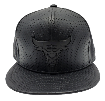 MEN'S 5950 CHICAGO BULLS METAL PU ALL BLACK FITTED HAT