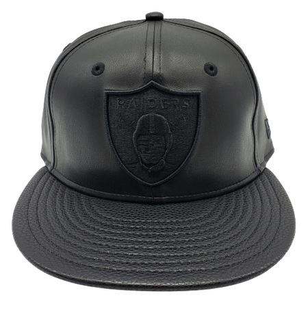 MEN'S 5950 RAIDERS ALL BLACK PU FITTED HAT