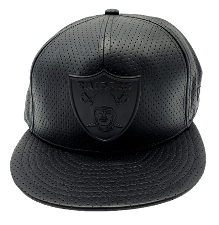 MEN'S 5950 RAIDERS METAL ALL BLACK PU FITTED HAT