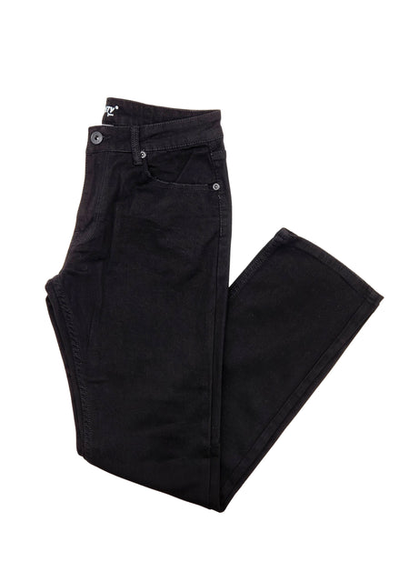 M.SOCIETY SANDBLASTED WASHED SLIM STRAIGHT JEANS (JET BLACK)