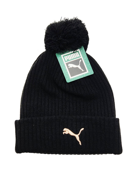 PUMA LILY CUFF POM BEANIE (BLACK TRADITIONAL)