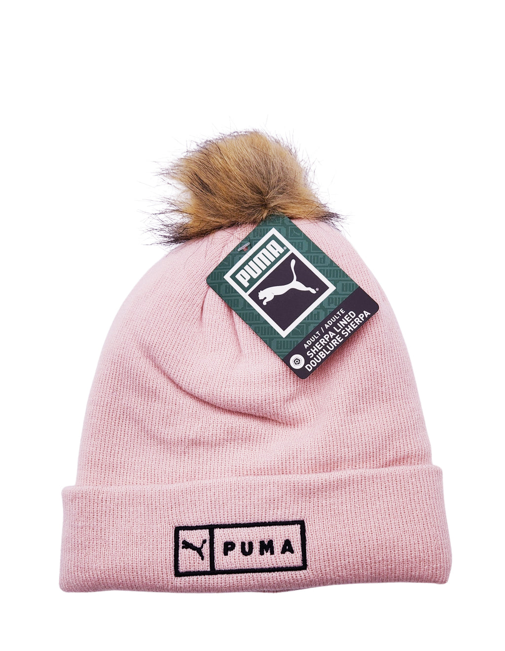 PUMA HUGHES FAUX POM BEANIE (LIGHT PASTEL PINK)