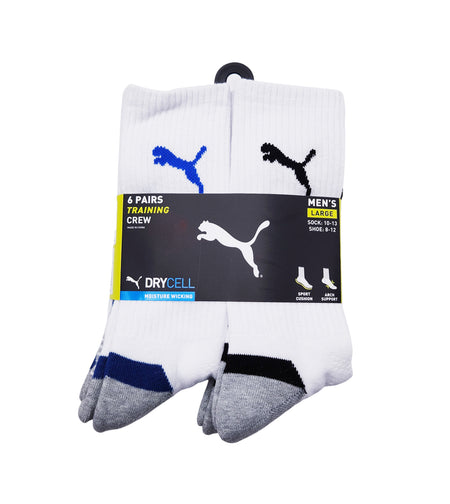 PUMA 6PACK MEN 1/2 TERRY LONG CREW SOCKS