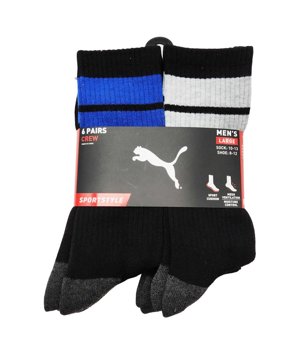 PUMA 6PACK MEN 1/2 TERRY LONG CREW SOCKS