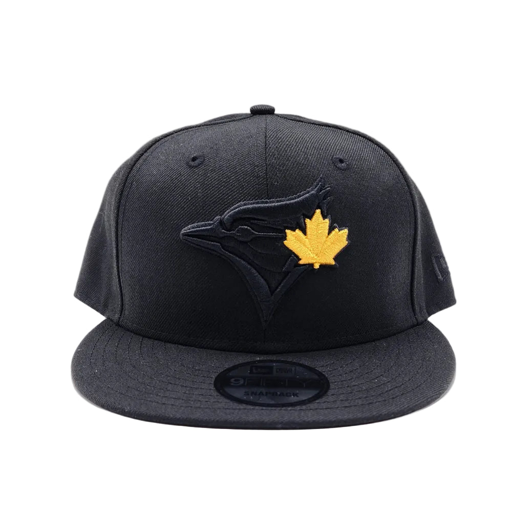 9FIFTY NEW ERA MEN'S MLB TORONTO BLUE JAYS GOLD LEAF LOGO ON BLACK SNAPBACK