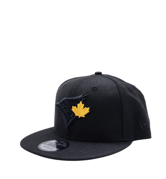 9FIFTY NEW ERA MEN'S MLB TORONTO BLUE JAYS GOLD LEAF LOGO ON BLACK SNAPBACK