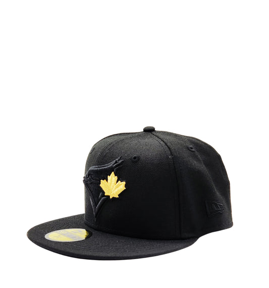 59FIFTY NEW ERA TORONTO BLUE JAYS GOLD LEAF LOGO BLACK FITTED HAT