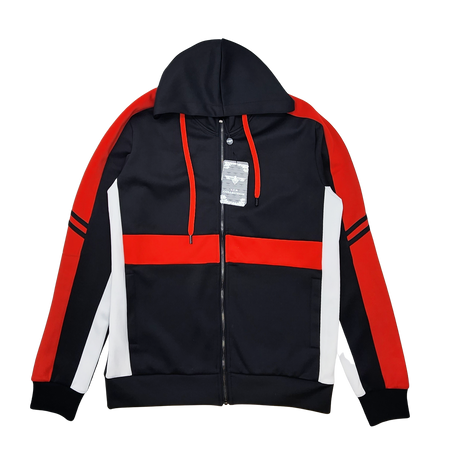 2 PCS VIP TRACKSUIT WITH HOOD (BLACK/RED/WHITE)