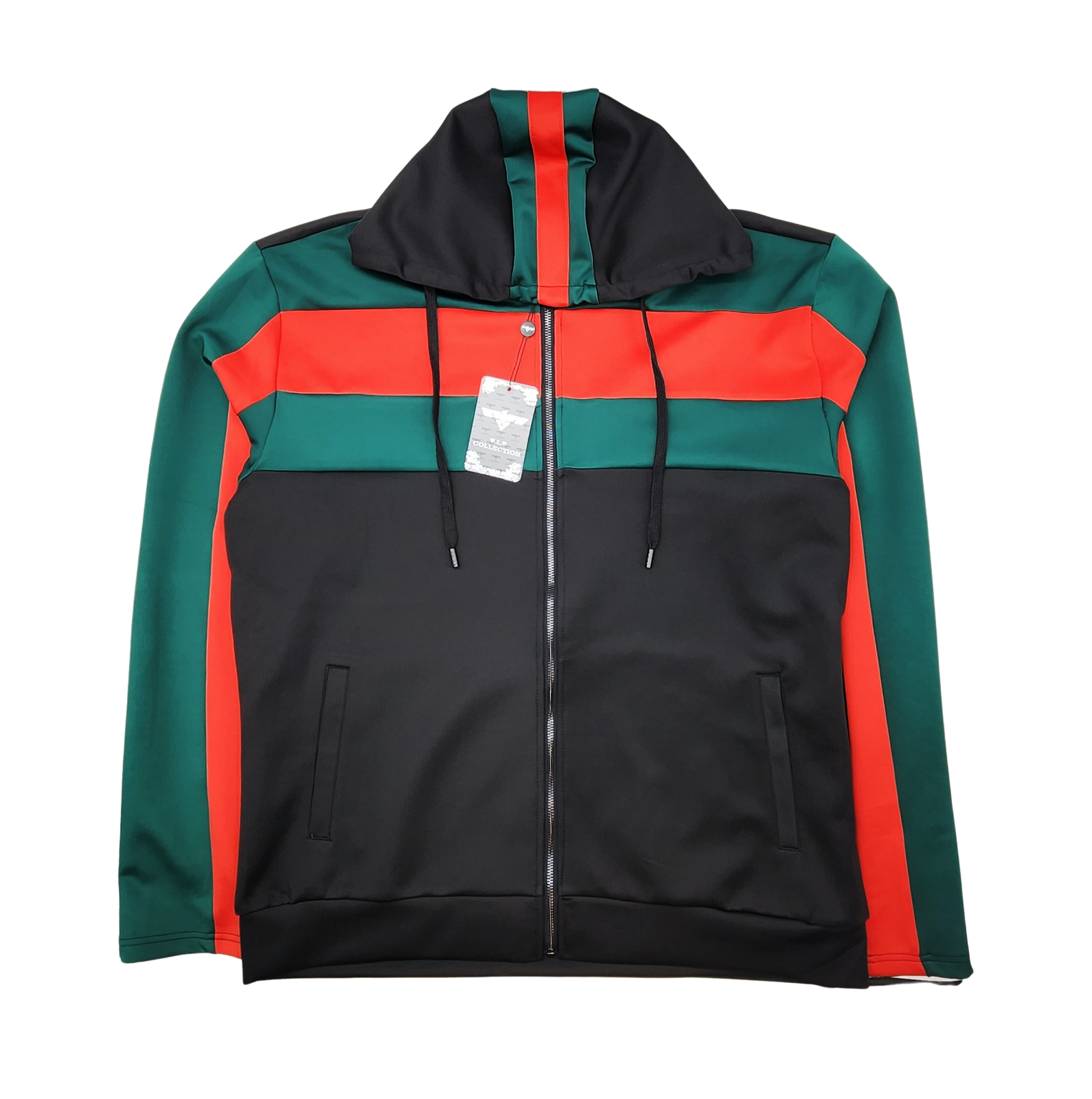 2 PCS VIP TRACKSUIT WITH HOOD (BLACK/RED/GREEN)