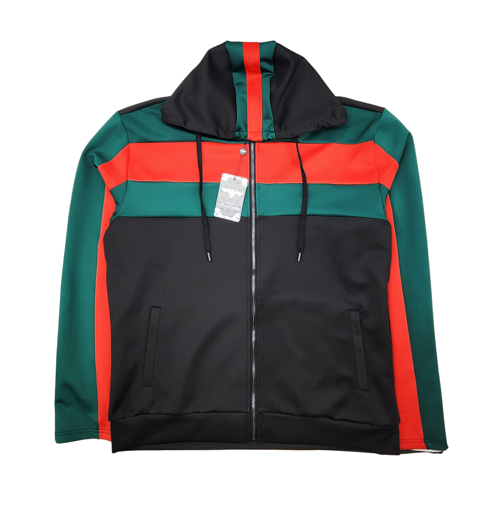 2 PCS VIP TRACKSUIT WITH HOOD (BLACK/RED/GREEN)