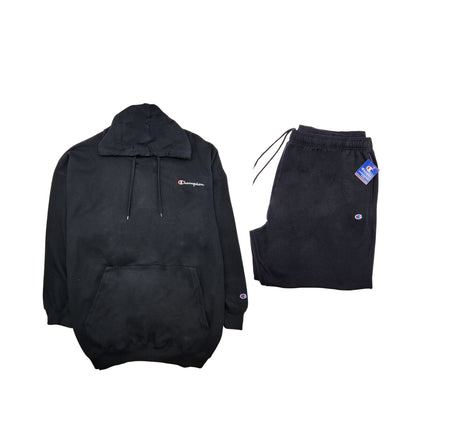 CHAMPION EMBROIDED LOGO TRACKSUIT (BIG&TALL) (BLACK)