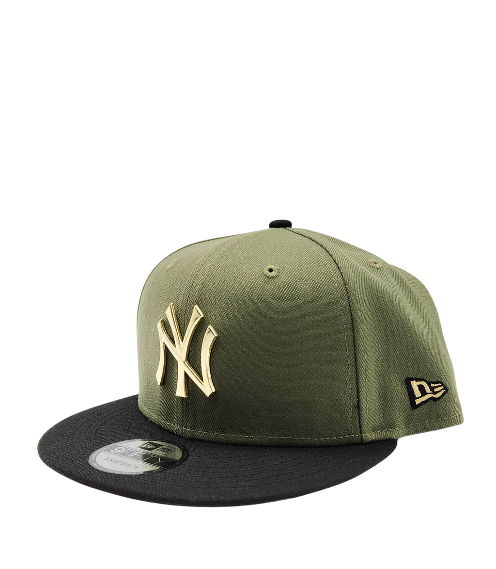 NEW ERA 9FIFTY NEW YORK YANKEES OLIVE/BLACK GOLD METAL BADGE SNAPBACK HAT