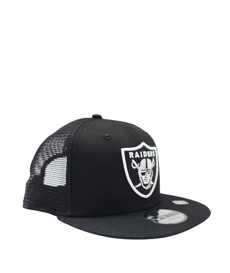 NEW ERA 9FIFTY LAS VEGAS RAIDERS CLASSIC BLACK WITH WHITE LOGO TRUCKER HAT