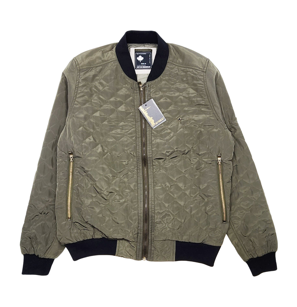 CITY OF DREAMS DIAMOND CUT BOMBER JACKET (OLIVE)