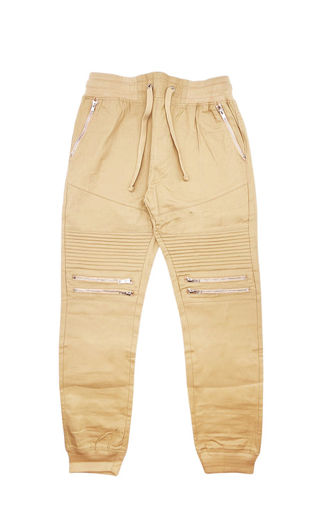 ACELANDER MOTO ZIPPER JOGGERS (KHAKI)