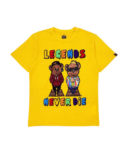 LEGENDS NEVER DIE CHENILLE & APPLIQUE GRAPHIC T-SHIRT (GOLDEN YELLOW)