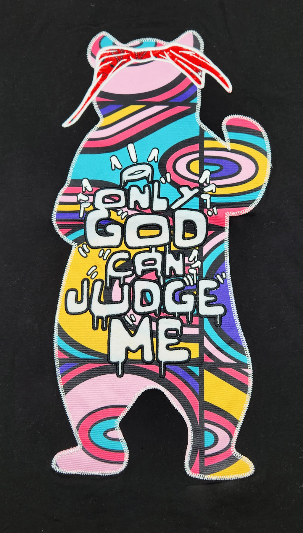 ONLY GOD CAN JUDGE ME BEAR GRAPHIC T-SHIRT (BLACK)