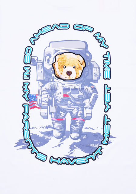 AHEAD OF MY TIME BEAR GRAPHIC T-SHIRT (WHITE)