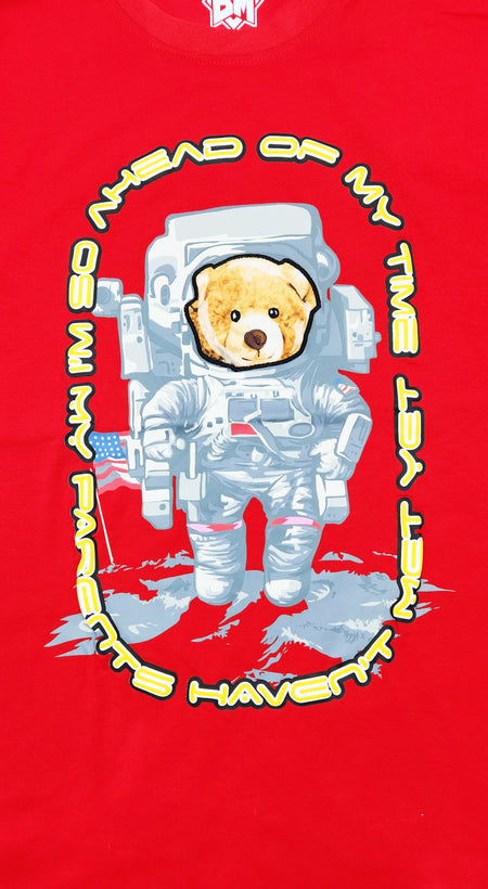 AHEAD OF MY TIME BEAR GRAPHIC T-SHIRT (RED)