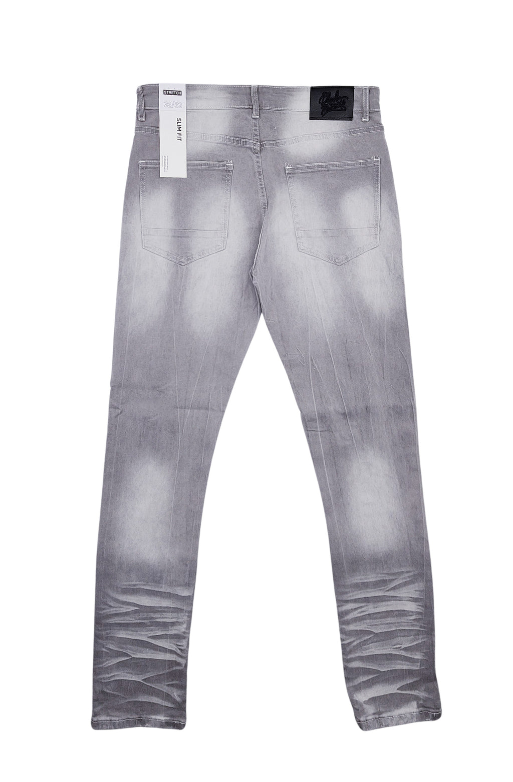 BLEECKER & MERCER MEN'S RIPPED FITTED PREMIUM JEANS (GREY)