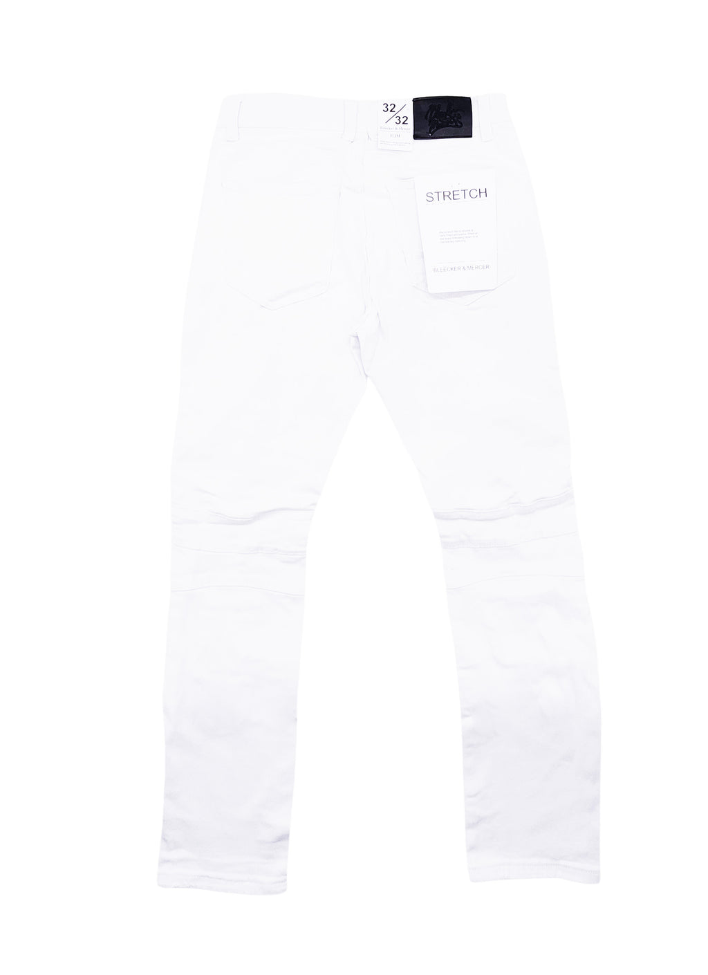 BLEECKER & MERCER MEN'S RIPPED FITTED PREMIUM JEANS (WHITE)