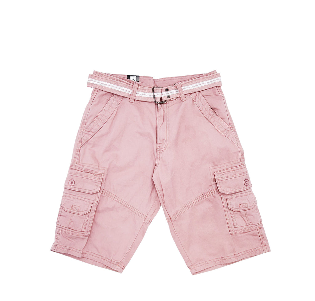 PLOREO MEN'S CARGO SHORTS WITH BELT (PINK)