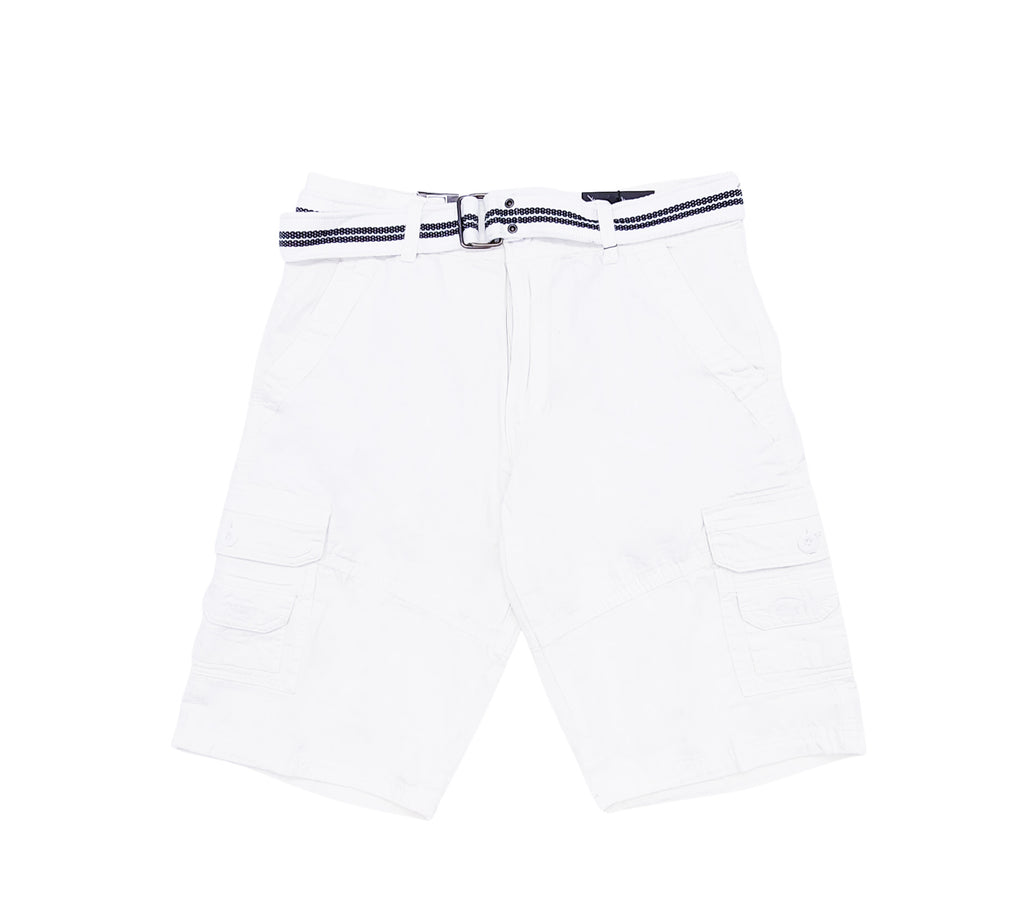 PLOREO MEN'S CARGO SHORTS WITH BELT (WHITE)