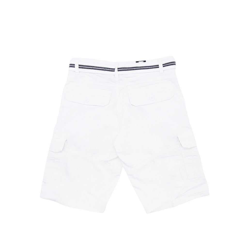 PLOREO MEN'S CARGO SHORTS WITH BELT (WHITE)