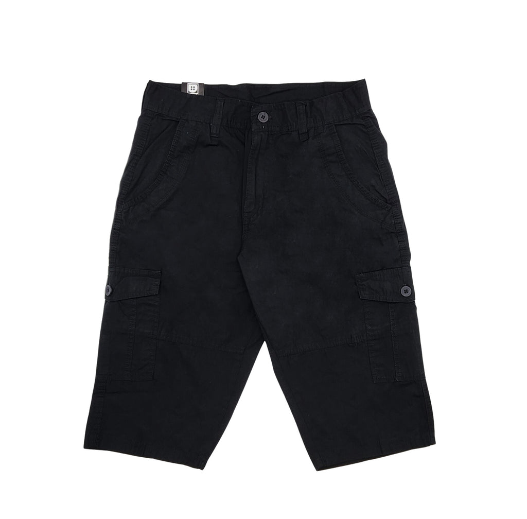 PLOREO MEN'S CARGO CAPRI SHORTS (BLACK)