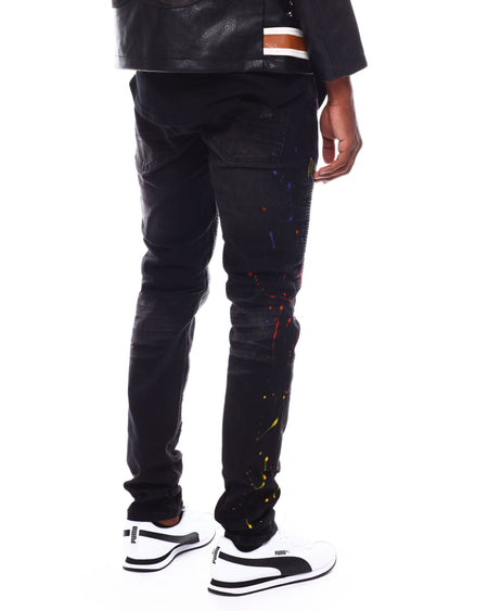 PAINT SPLATTER MOTO JEANS (SF1606 BLACK)