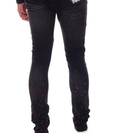 PAINT SPLATTER MOTO JEANS (SF1641 BLACK)