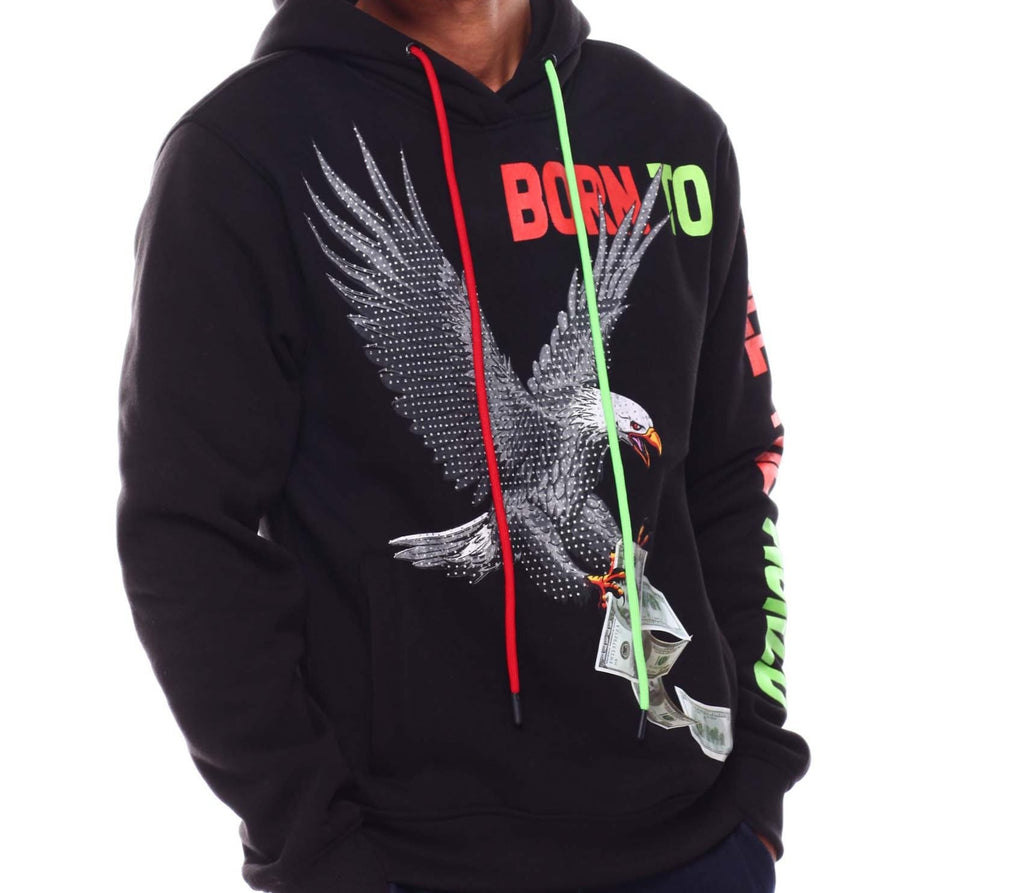 EAGLE RHINESTONE HOODIE (BLACK)