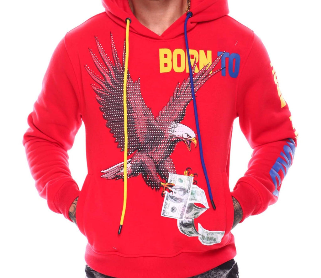 EAGLE RHINESTONE HOODIE (RED)