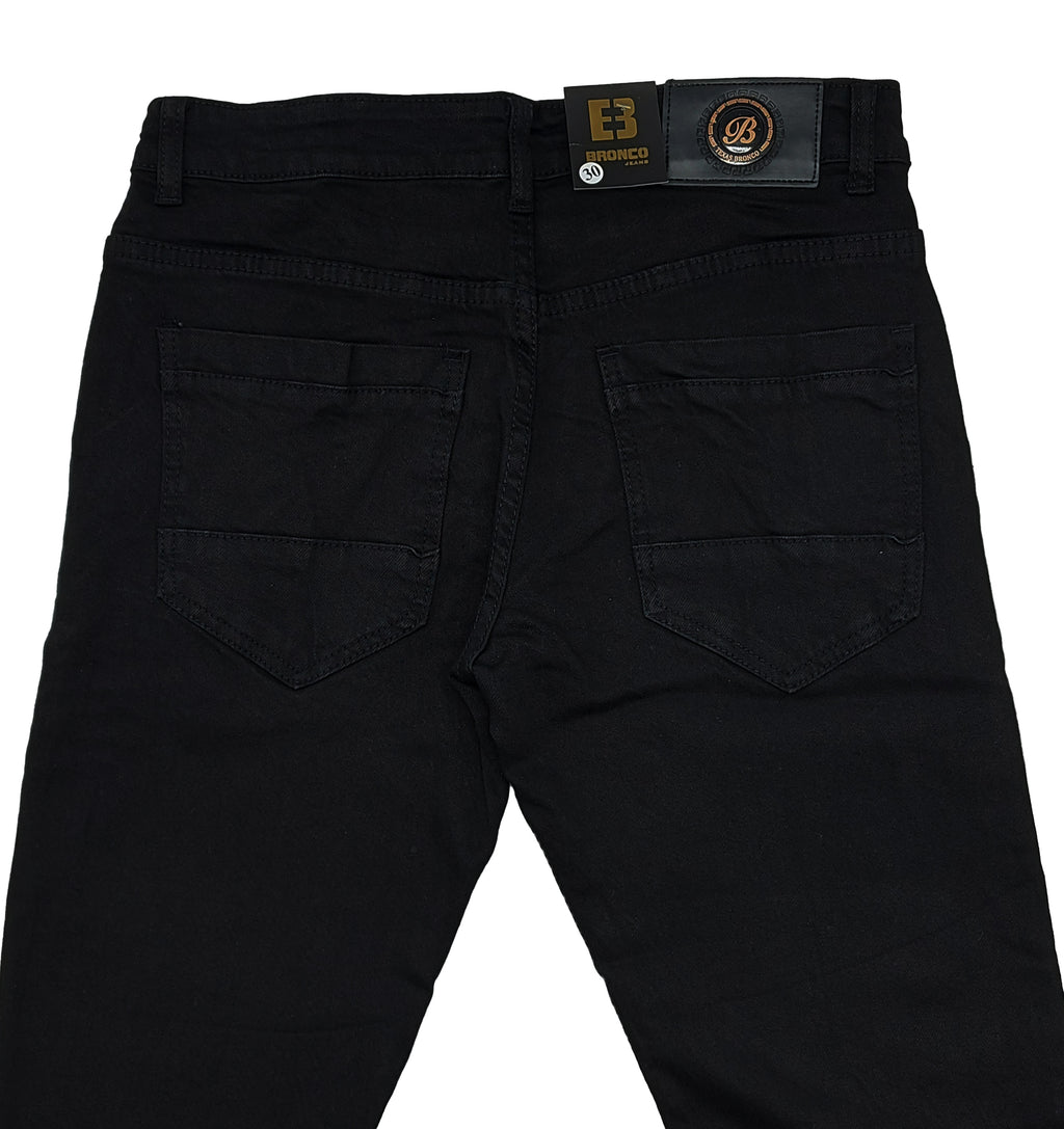 MEN'S BRONCO PREMIIUM COATED ALL BLACK JEANS