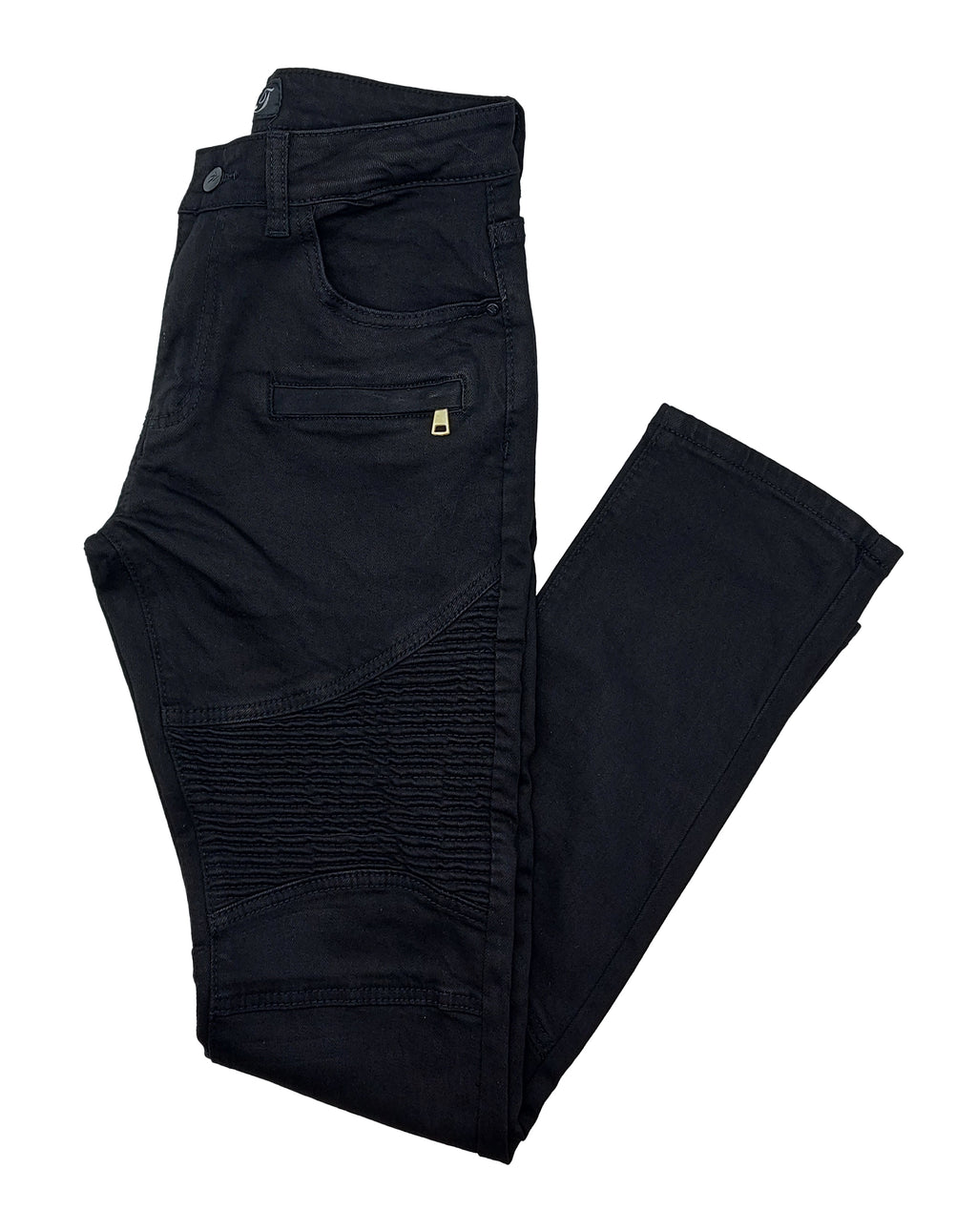 MEN'S BRONCO DISTRESSED BLACK JEANS WITH ZIPPER POCKET