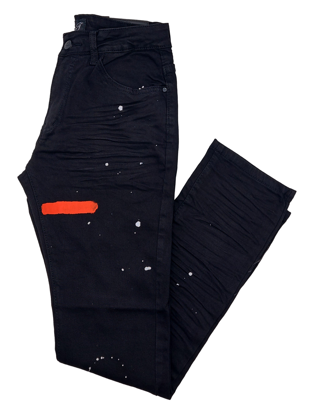 MEN'S BRONCO PAINTED DISTRESSED BLACK JEANS