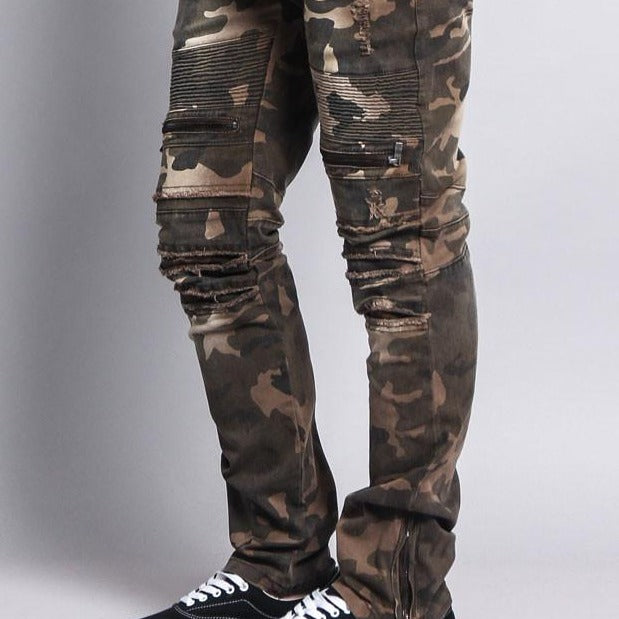 VICTORIOUS ZIPPER CUT BIKER JEANS