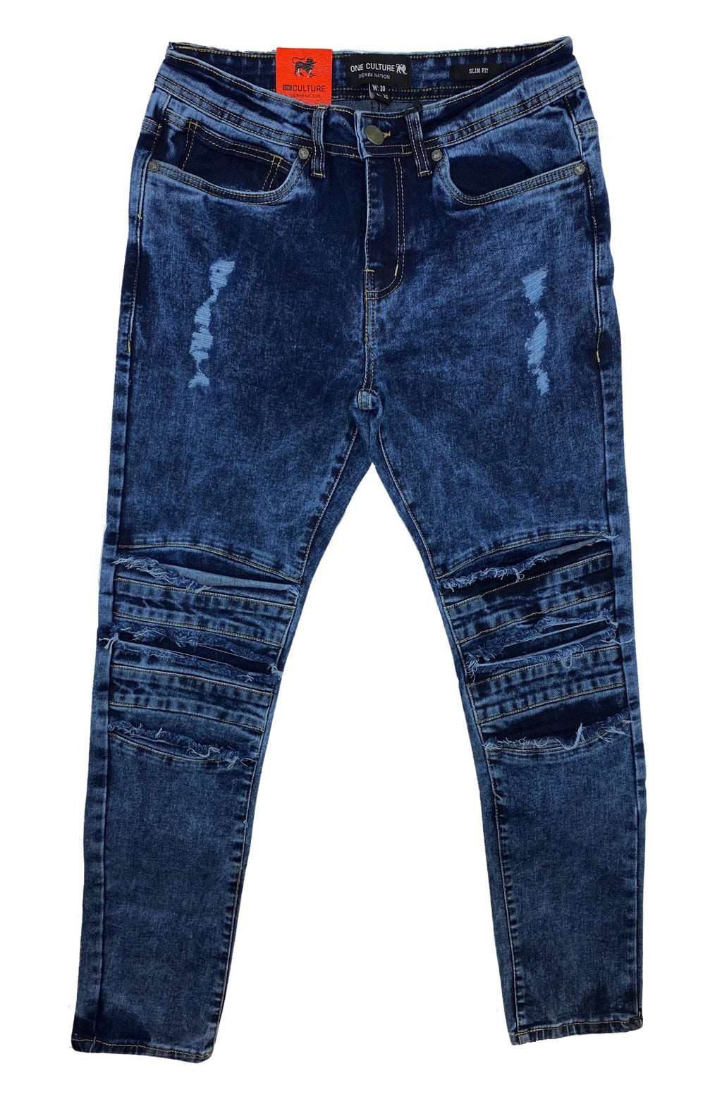 MENS ONE CULTURE DISTRESSED RIPPED JEANS