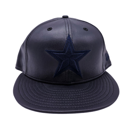 MEN'S 950 DALLAS COWBOYS ALL NAVY LEATHER SNAPBACK HAT