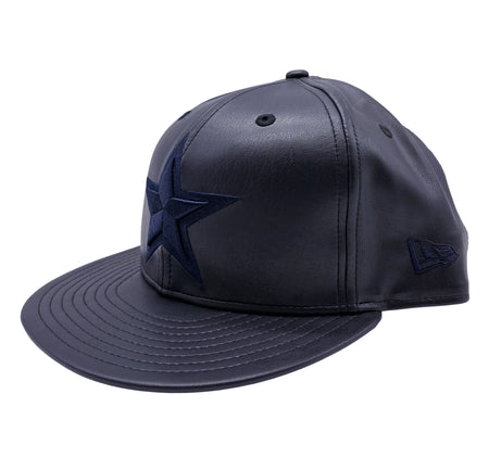 MEN'S 950 DALLAS COWBOYS ALL NAVY LEATHER SNAPBACK HAT