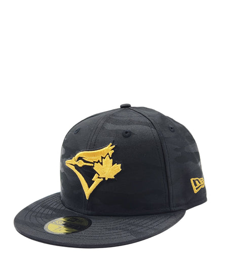 NEW ERA 59FIFTY TORONTO BLUE JAYS BLACK CAMO WITH GOLD LOGO FITTED HAT