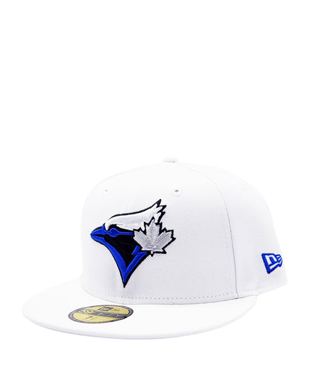 NEW ERA 59FIFTY TORONTO BLUE JAYS WHITE WITH BLUE LOGO FITTED HAT