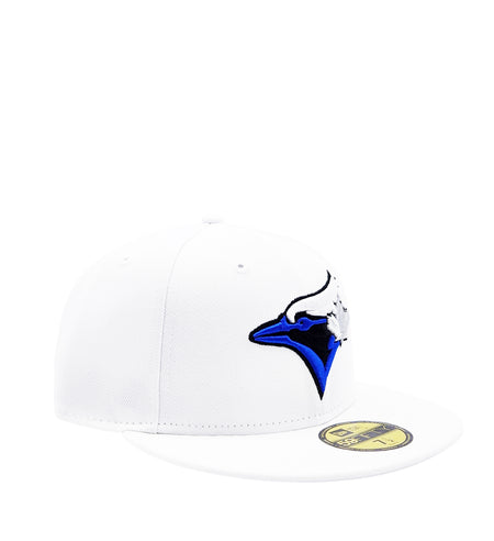 NEW ERA 59FIFTY TORONTO BLUE JAYS WHITE WITH BLUE LOGO FITTED HAT