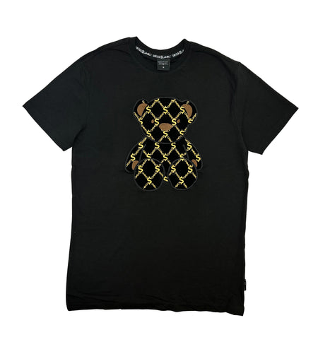 SWITCH MEN'S BEAR CHENILLE & METALLIC EMBROIDERY T-SHIRT (BLACK)