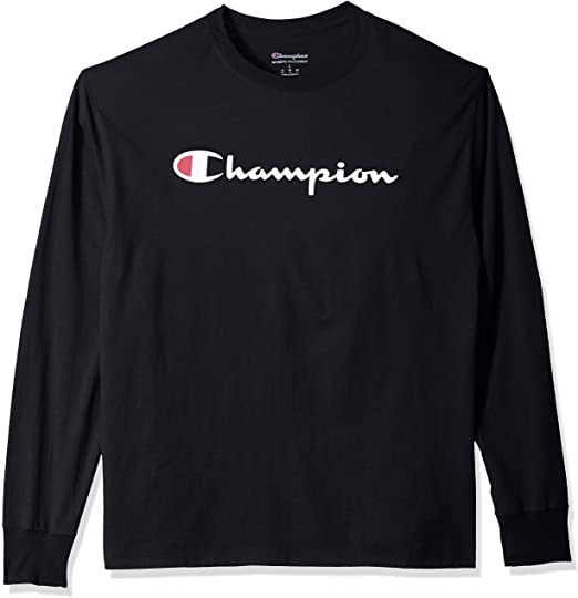 CHAMPION SCRIPT LOGO CREWNECK L/S T-SHIRTS BLACK