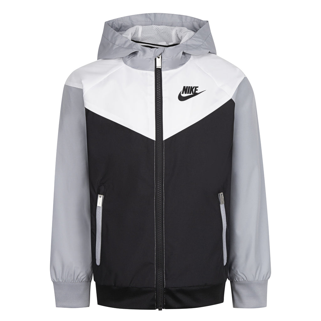 NIKE KIDS' SPORTSWEAR WINDRUNNER BLACK/WHITE JACKET