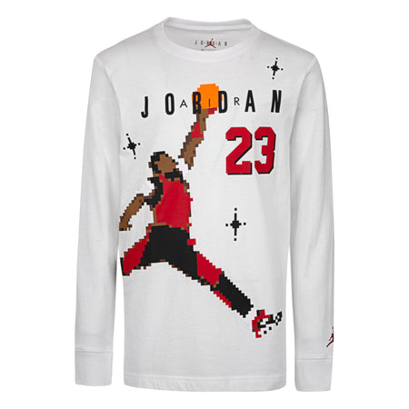 JORDAN BOYS' DIGI LONG SLEEVE SLAM TEE (WHITE)